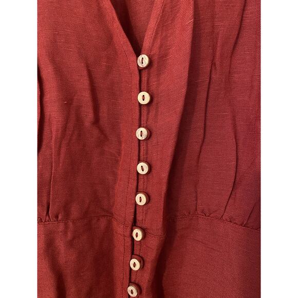 Saint Helena Revolve Burnt Orange Cleo Mini Dress Long Sleeve Button Front EUC S - Picture 9 of 11